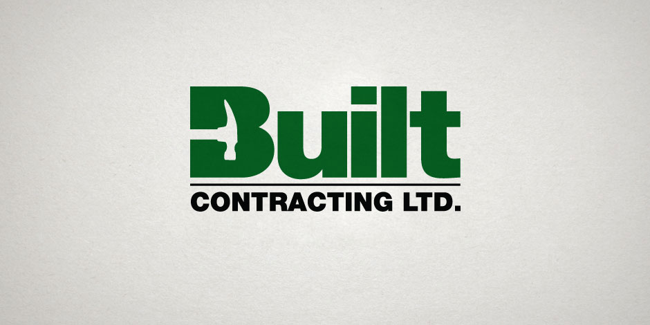 Logo of Built Contracting Ltd. featuring the word "Built" in green with the silhouette of a construction worker's head within the "B" and "CONTRACTING LTD." in black below it, on a light background.